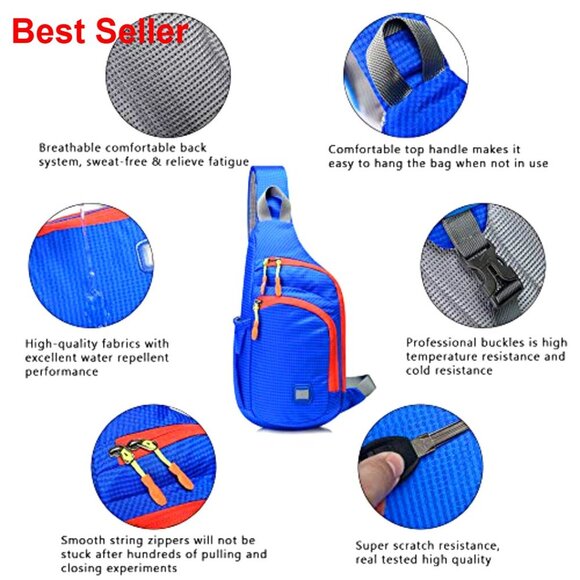 Waterproof Nylon Sling Backpack Crossbody Daypack with Multiple Pockets main image 4